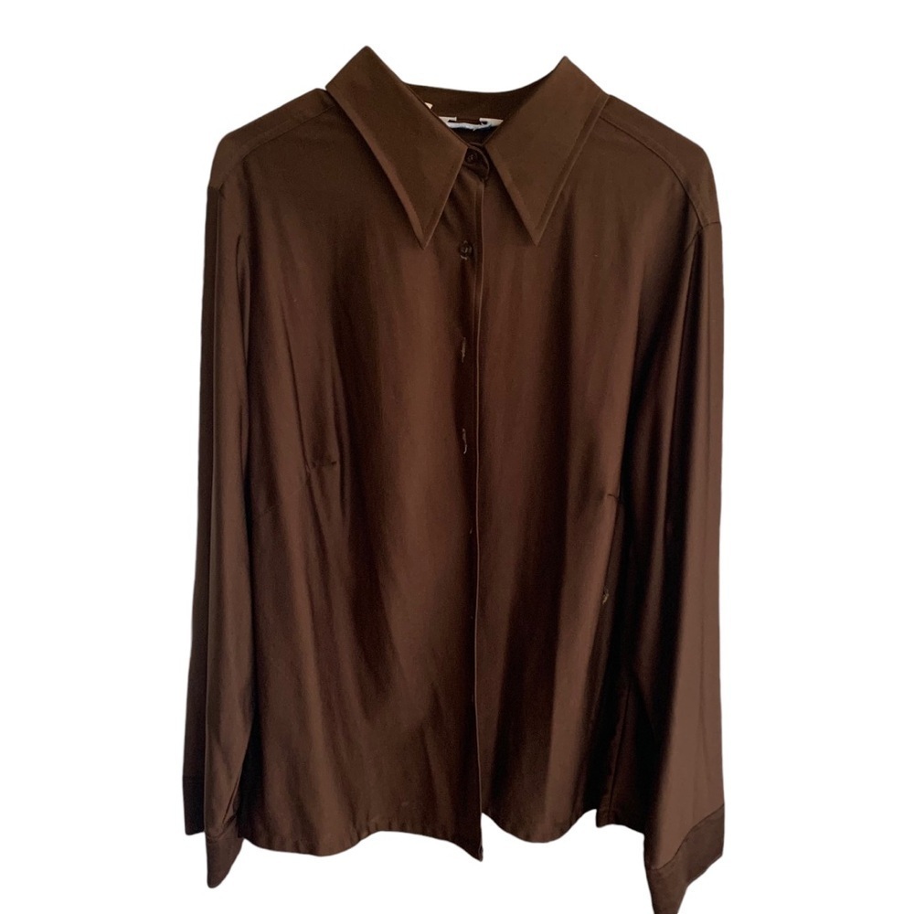 American Vintage Brown Button-Up Silk Blouse